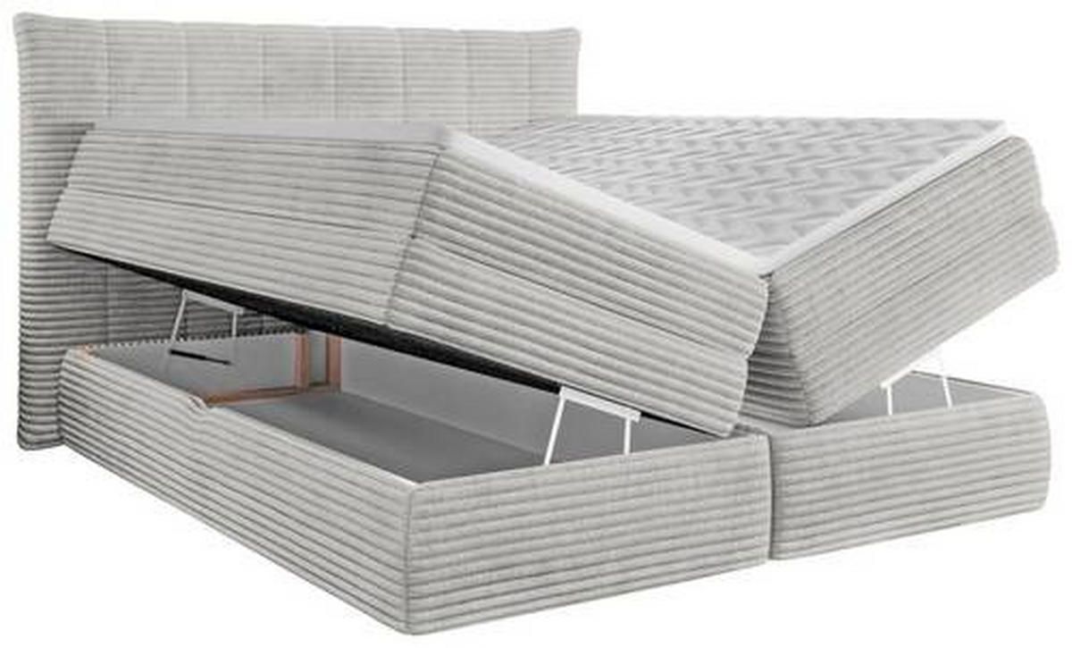 BOXSPRINGBETT 180/200 cm  in Hellgrau  - Hellgrau/Schwarz, Design, Kunststoff/Textil (180/200cm) - Esposa
