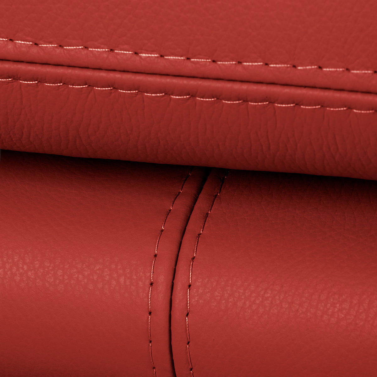 2,5-SITZER Rot Echtleder  - Silberfarben/Rot, Design, Leder/Metall (197/90/88cm) - Livetastic