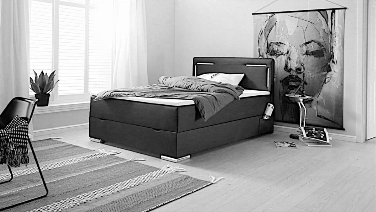 BOXSPRINGOVÁ POSTEĽ, 140/200 cm čierna - čierna/strieborná, Design, textil/plast (140/200cm) - Xora