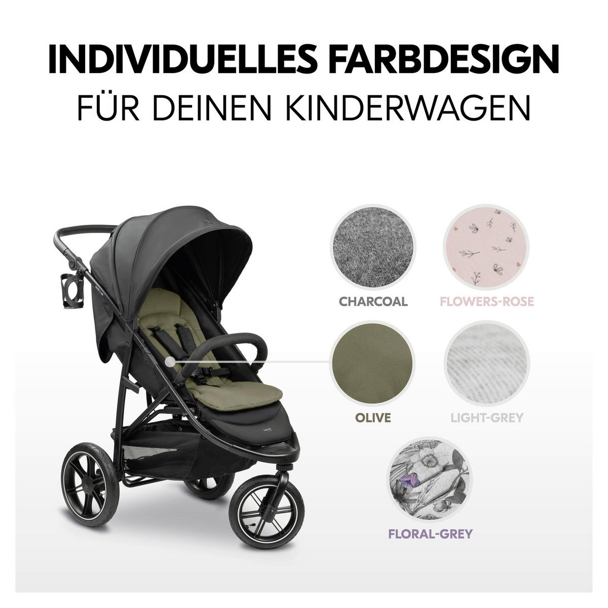 KINDERWAGENEINLAGE Seat Liner  - Olivgrün, Basics, Kunststoff (70/37/3cm) - Hauck