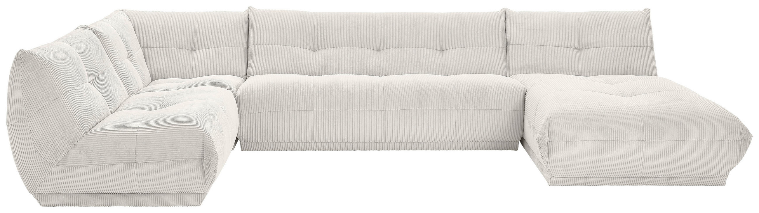 WOHNLANDSCHAFT GISELLE Weiß Cord  - Weiß, Trend, Textil (210/390/185cm) - Livetastic