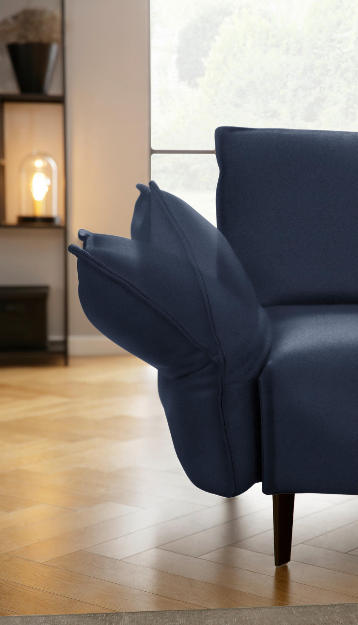 ECKSOFA in Echtleder Blau  - Blau/Schwarz, Design, Leder/Metall (340/272cm) - W.Schillig