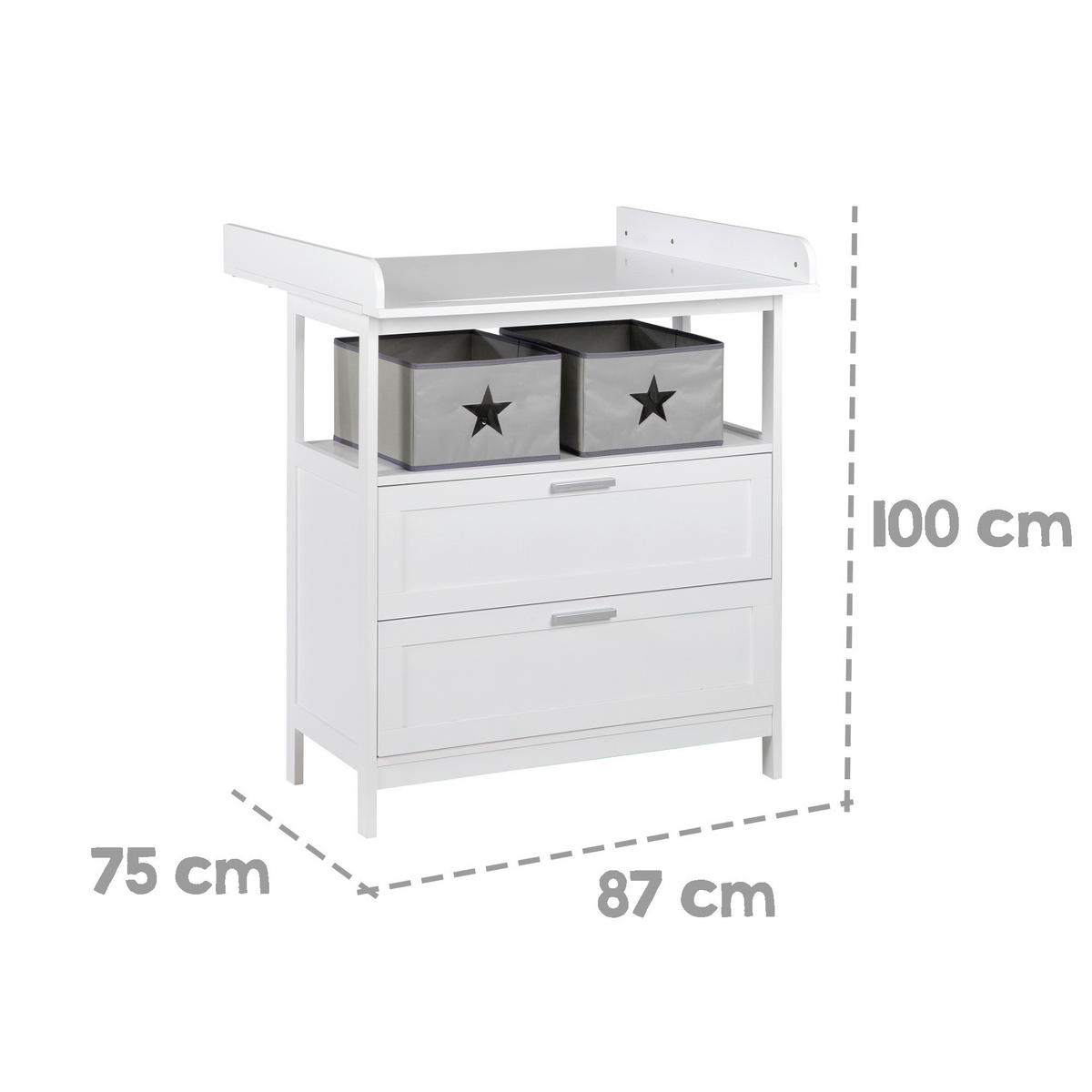 Wickelkommode White Hamburg 87/100/75 cm  - Weiss, Romantik / Landhaus, Holzwerkstoff/Kunststoff (87/100/75cm) - Based