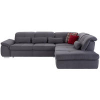 WOHNLANDSCHAFT Grau Chenille, Mikrofaser  - Chromfarben/Grau, MODERN, Textil/Metall (315/260cm) - Livetastic