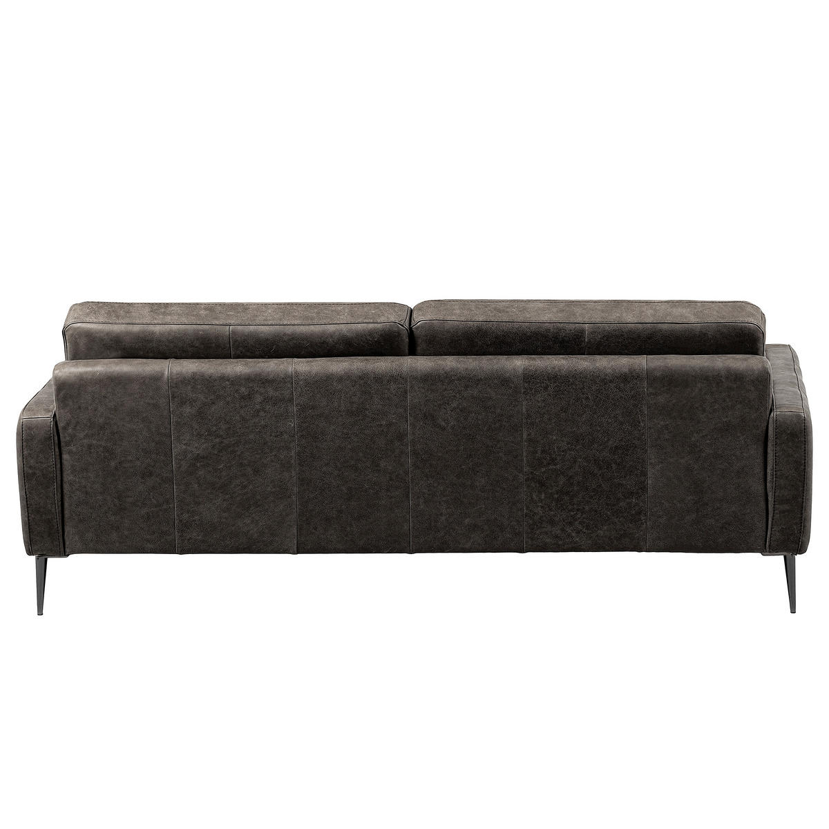 3,5-SITZER SPRING in Lederlook Echtleder Dunkelgrau  - Dunkelgrau/Schwarzchrom, Design, Leder/Textil (207/85/92cm) - Livetastic