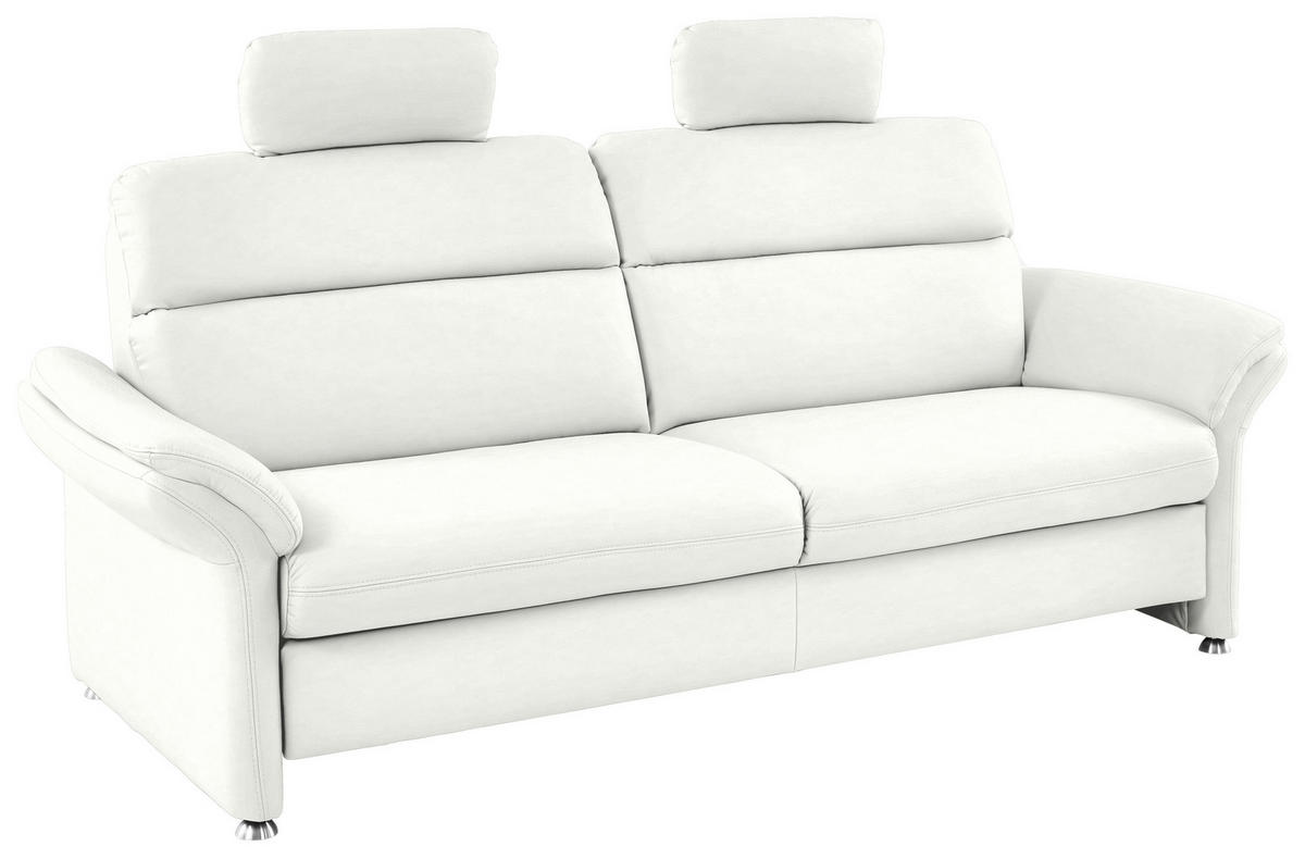 3-SITZER-SOFA in Echtleder Weiß  - Alufarben/Weiß, KONVENTIONELL, Leder/Metall (228/96/92cm) - Beldomo Premium