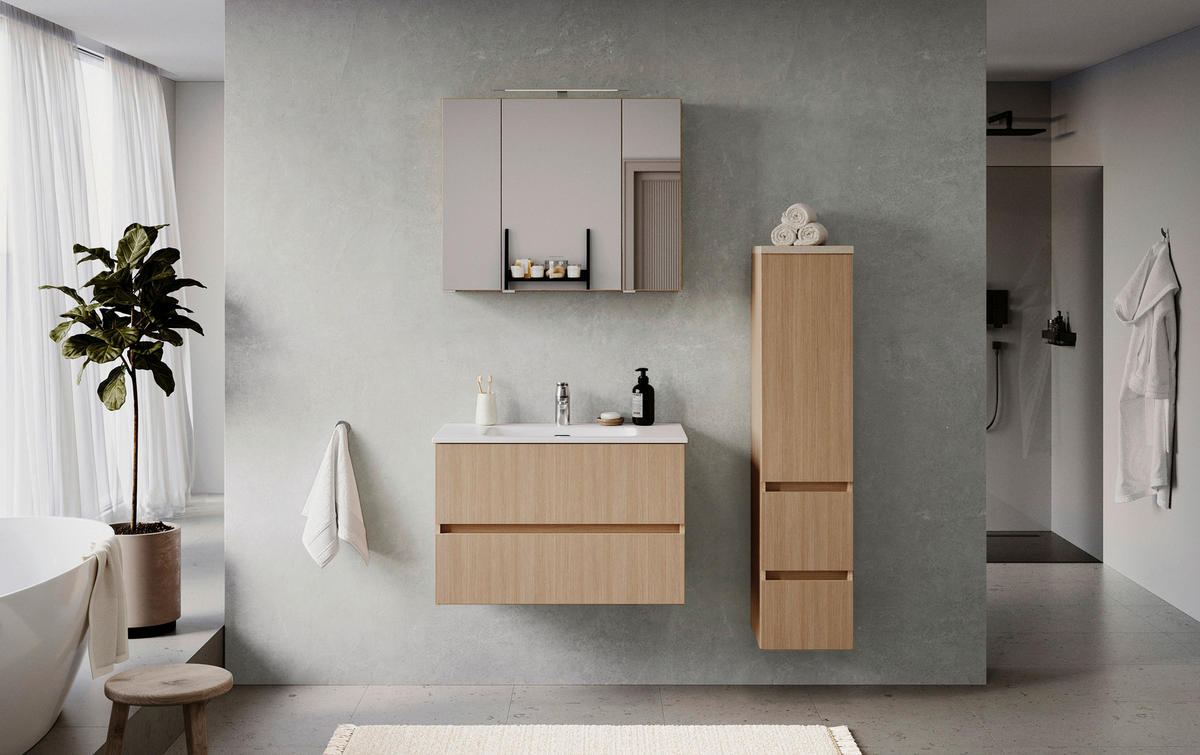 MIDISCHRANK 30/131/35 cm  - Sandfarben/Eichefarben, KONVENTIONELL, Holzwerkstoff/Kunststoff (30/131/35cm) - Xora