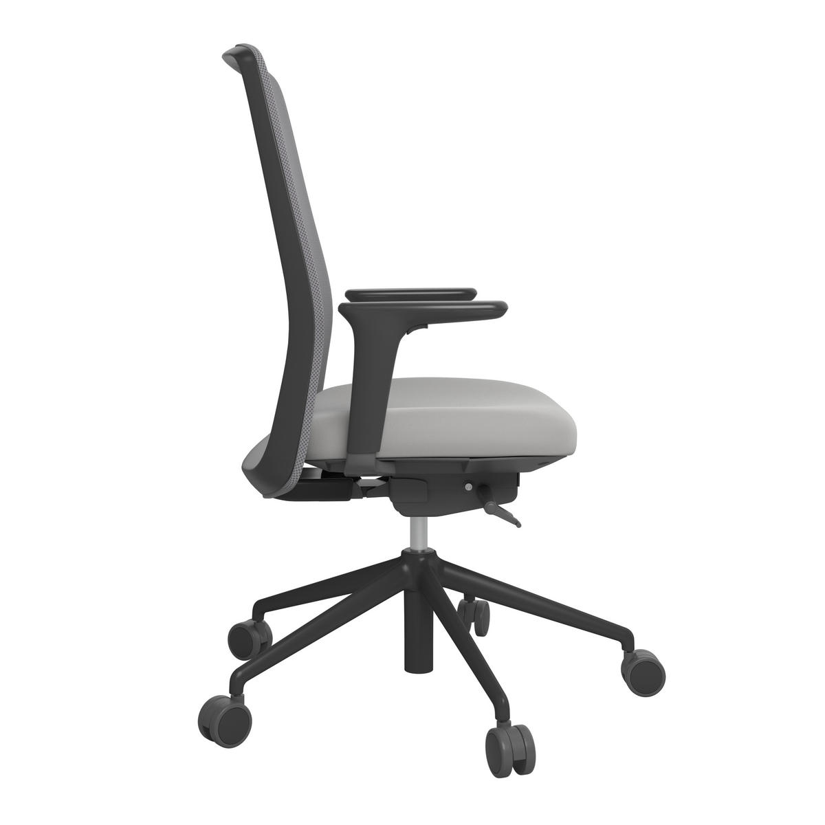 DREHSTUHL Lederlook Grau, Schwarz, Hellgrau  - Hellgrau/Schwarz, MODERN, Kunststoff/Textil (70/103-115/70cm)