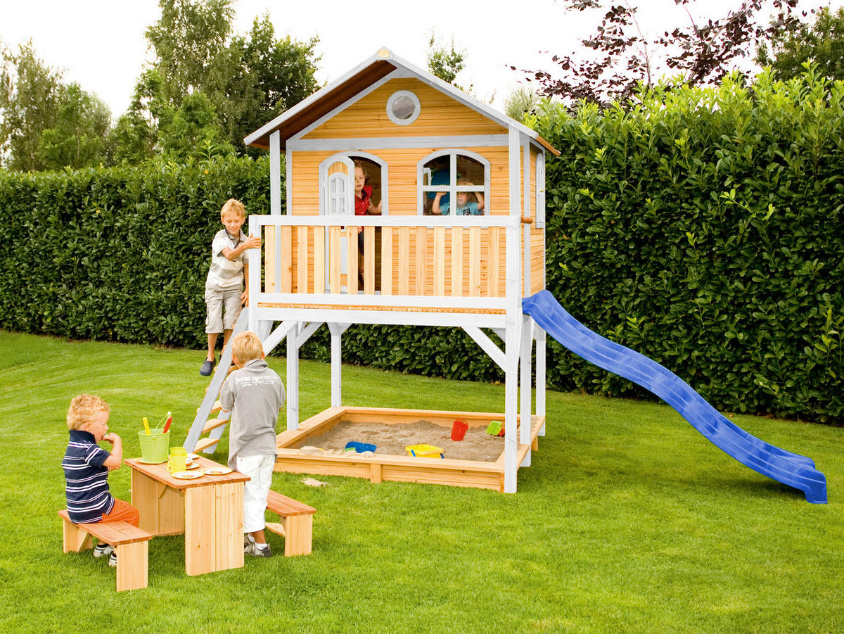 SPIELHAUS 432/293/212 cm  - Blau/Braun, KONVENTIONELL, Holz (432/293/212cm) - Ambia Garden