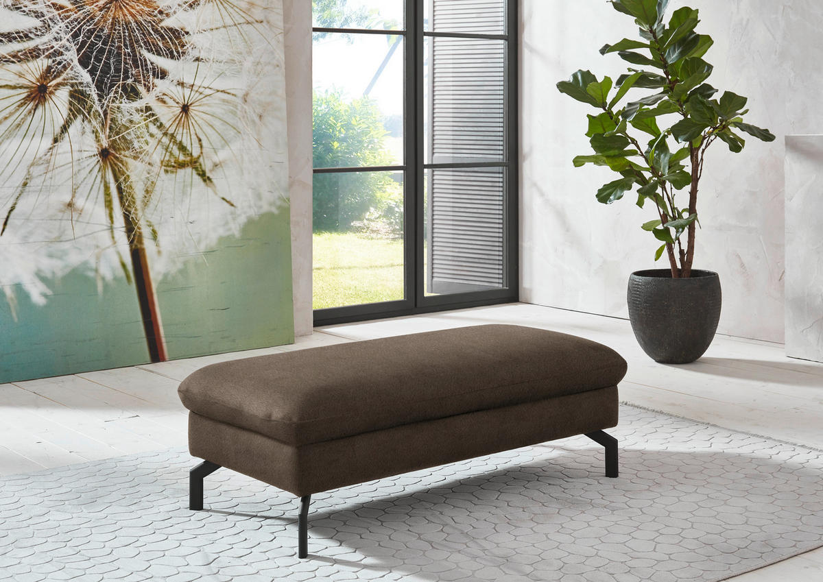 ECKSOFA in Velours Braun  - Schwarz/Braun, Design, Textil/Metall (306/179cm) - Beldomo System