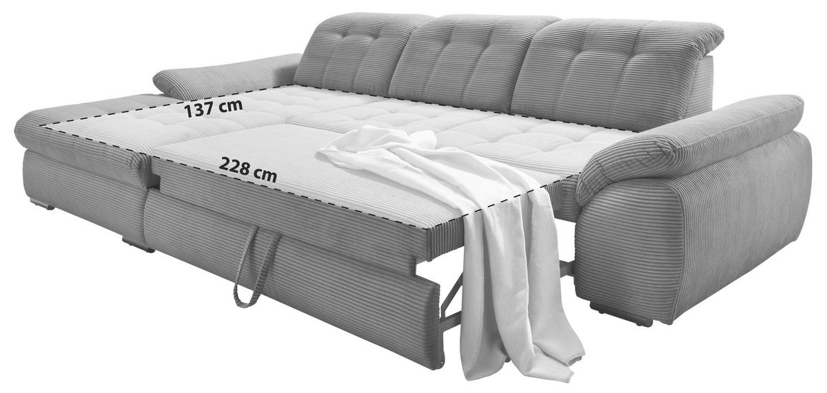 ECKSOFA in Cord Petrol  - Petrol/Schwarz, Modern, Textil/Metall (184/314cm) - Livetastic