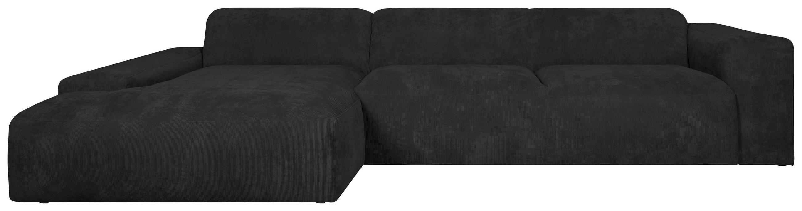 ECKSOFA HANNAH Schwarz Cord  - Schwarz, Design, Kunststoff/Textil (170/343cm) - MID.YOU