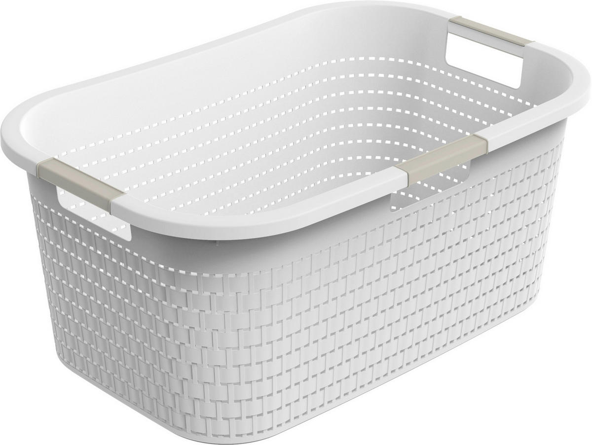 WÄSCHEKORB - Weiß, Basics, Kunststoff (58/38,9/25,1cm) - Rotho