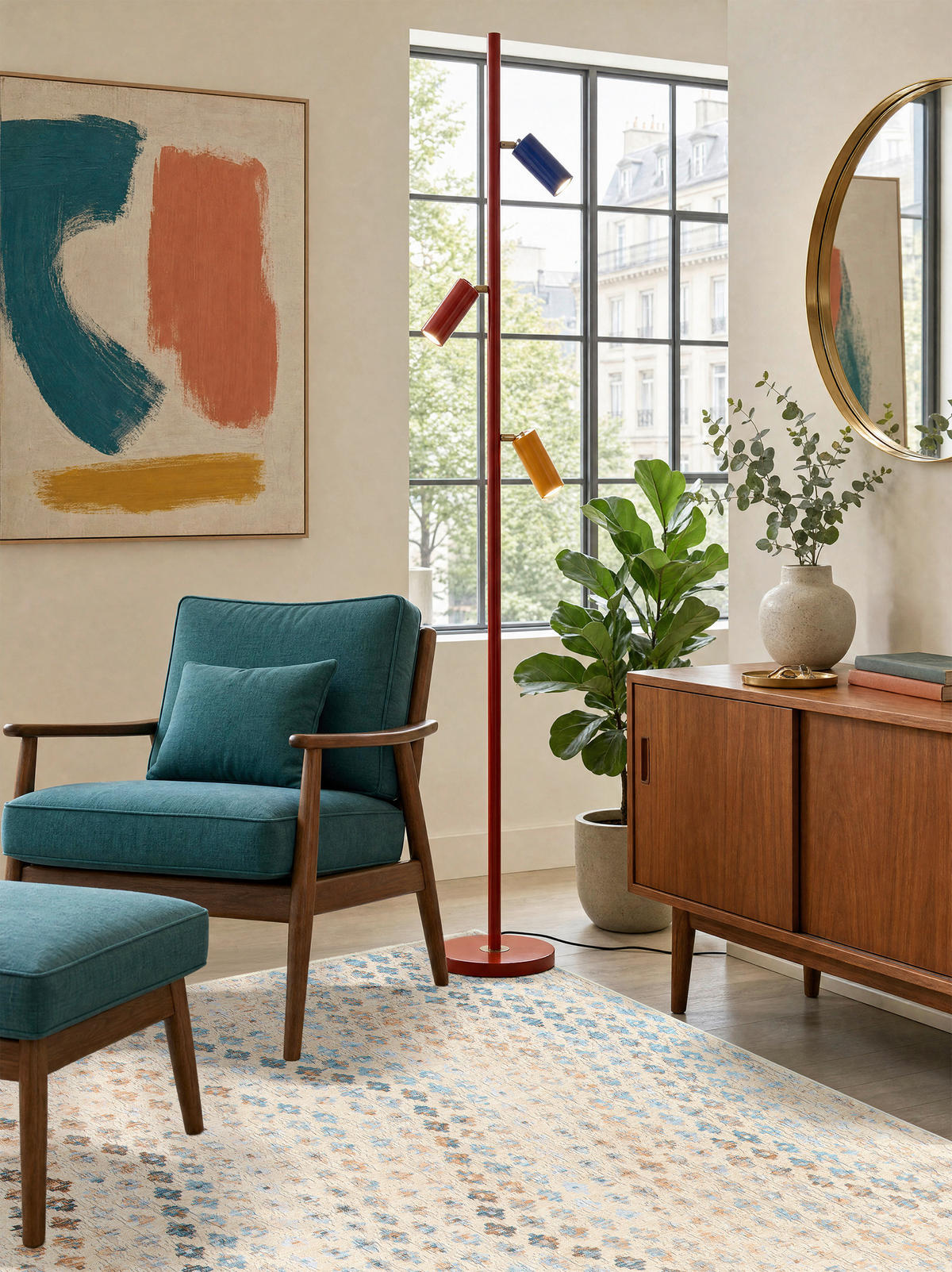 VINTAGE-TEPPICH Ondea Zigira 130/190 cm  in Creme, Pastellblau, Cognac  - Pastellblau/Cognac, Trend, Kunststoff/Textil (130/190cm) - Lindorug