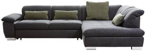 ECKSOFA Schwarz, Dunkelgrau Chenille, Mikrofaser  - Chromfarben/Dunkelgrau, Design, Textil (242/313cm) - Xora