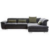 ECKSOFA Schwarz, Dunkelgrau Chenille, Mikrofaser  - Chromfarben/Dunkelgrau, Design, Textil (242/313cm) - Xora