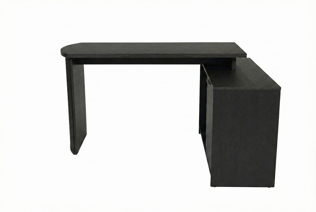 ECKSCHREIBTISCH 150/120/75 cm Schwarz, Eichefarben Kabeldurchlass, Stauraum, seitenverkehrt montierbar  - Eichefarben/Silberfarben, Modern, Holzwerkstoff/Metall (150/120/75cm) - MID.YOU