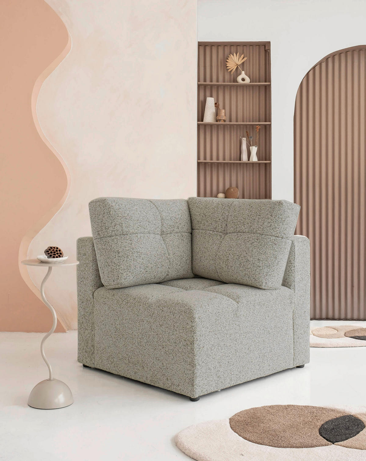 SOFAELEMENT Grau  - Schwarz/Grau, Design, Kunststoff/Textil (91/94/91cm) - MID.YOU