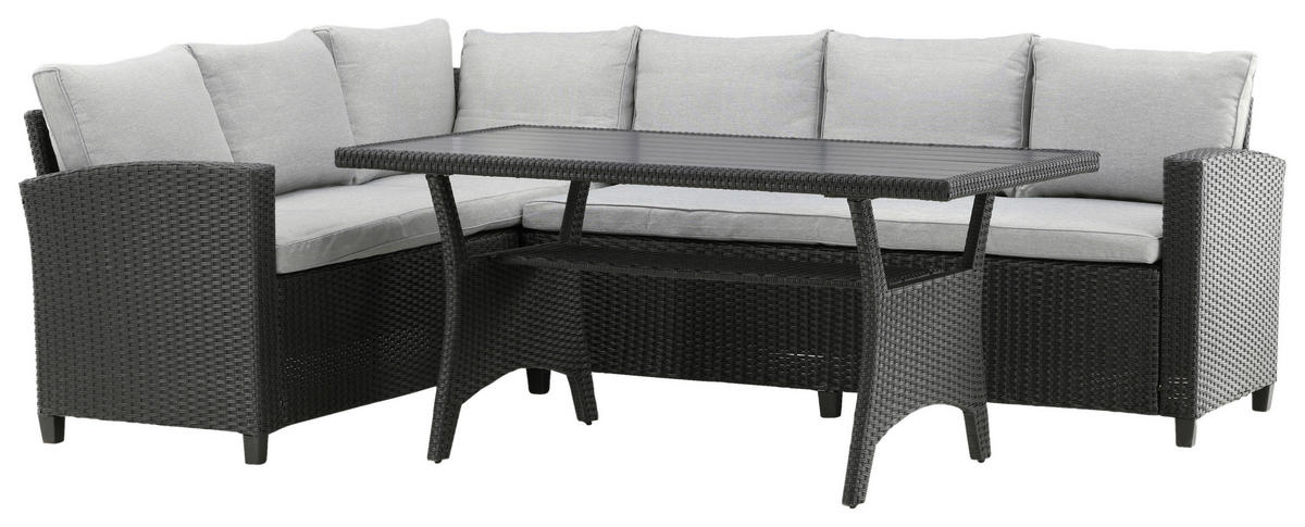 DINING-LOUNGESET  - Schwarz, KONVENTIONELL, Kunststoff (173/227cm) - Gardenson