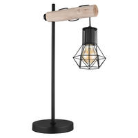 STOLNÍ LAMPA, E27, 33/18/55 cm - černá/přírodní barvy, Natur, kov/dřevo (33/18/55cm) - Globo