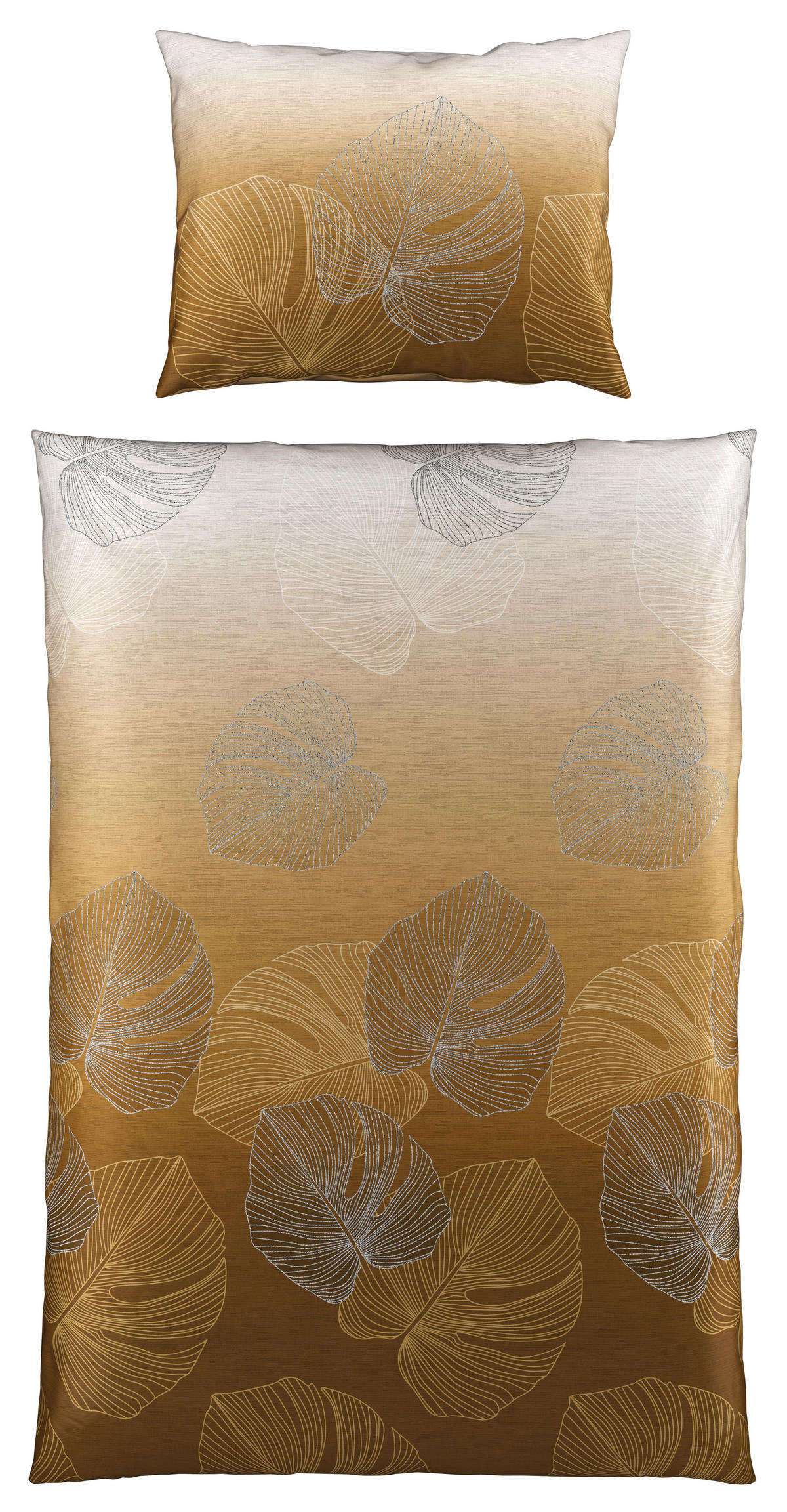 OBOJESTRANSKA POSTELJNINA METALLIC LEAF 140/200 cm saten večbarvno  - večbarvno, Konvencionalno, tekstil (140/200cm) - Novel