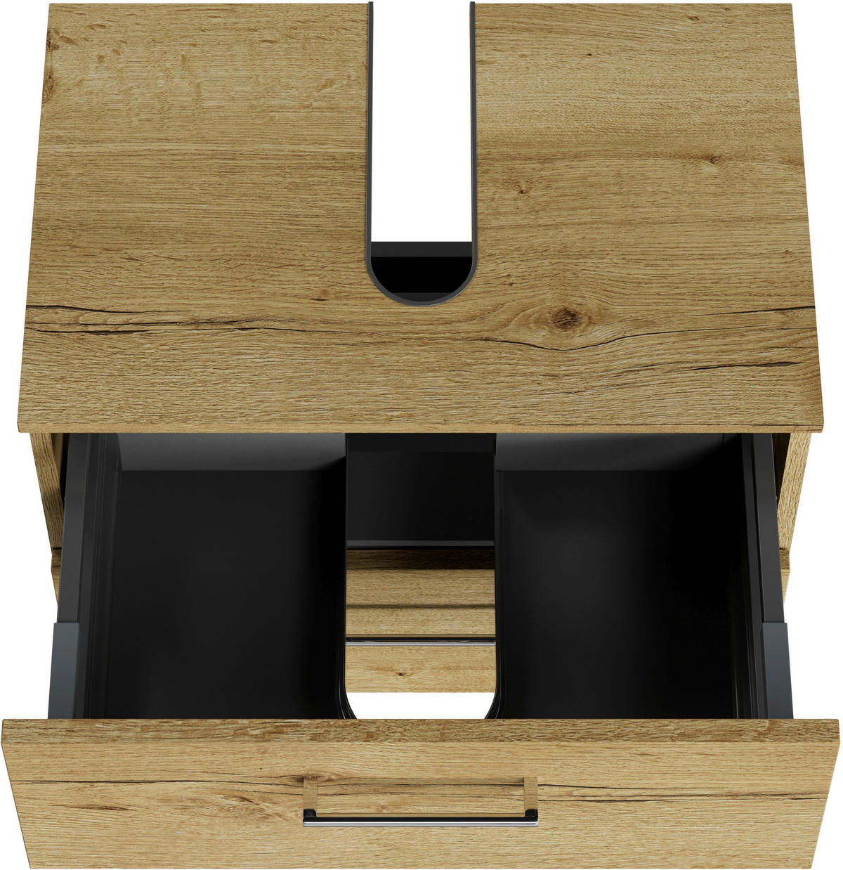 WASCHBECKENUNTERSCHRANK 60/49,8/38,3 cm  - Chromfarben/Wildeiche, KONVENTIONELL, Holzwerkstoff/Metall (60/49,8/38,3cm) - Sadena