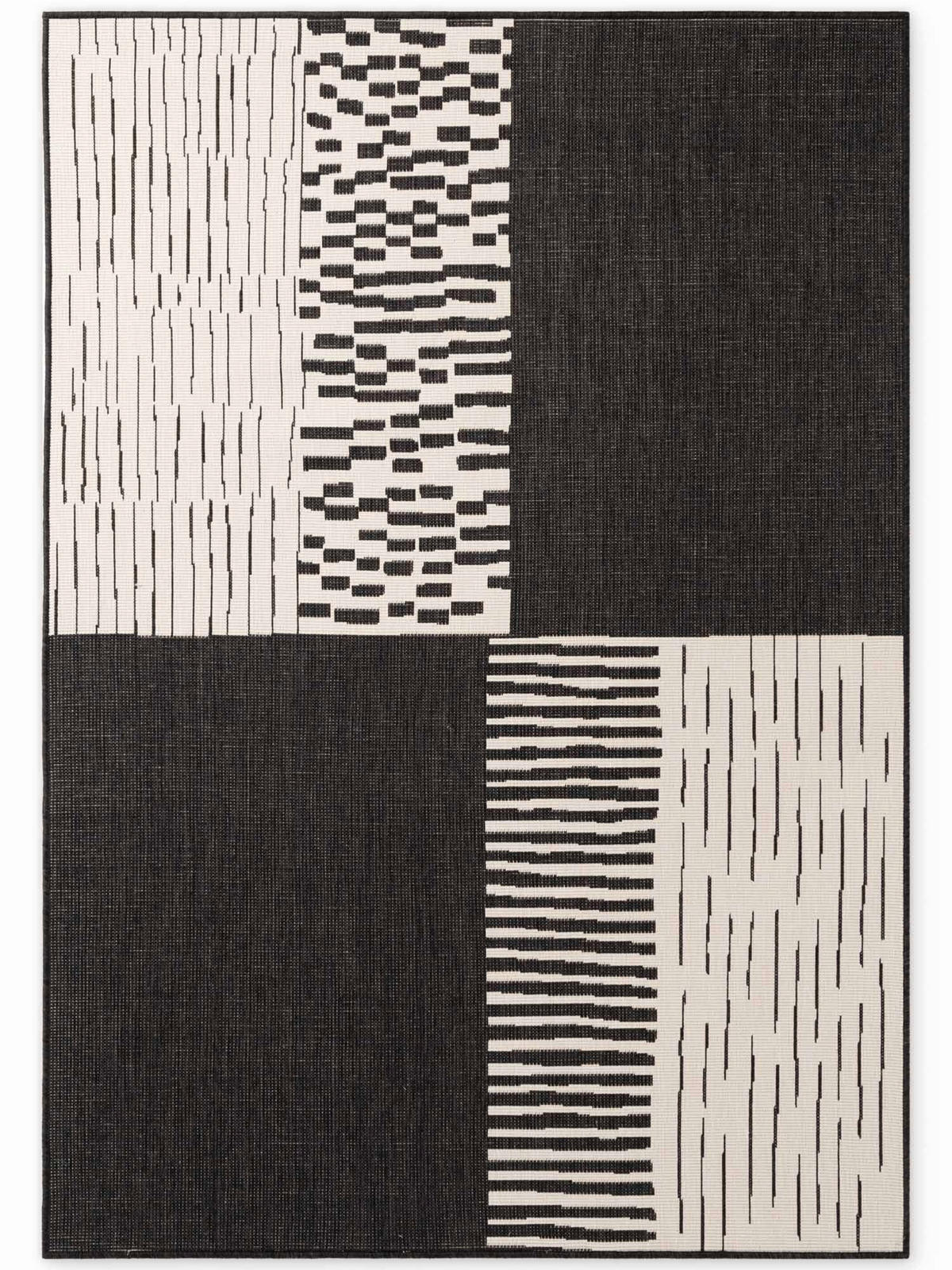 FLACHWEBETEPPICH 120/170 cm Haringey Schwarz, Weiß  - Schwarz/Weiß, Basics, Kunststoff (120/170cm)