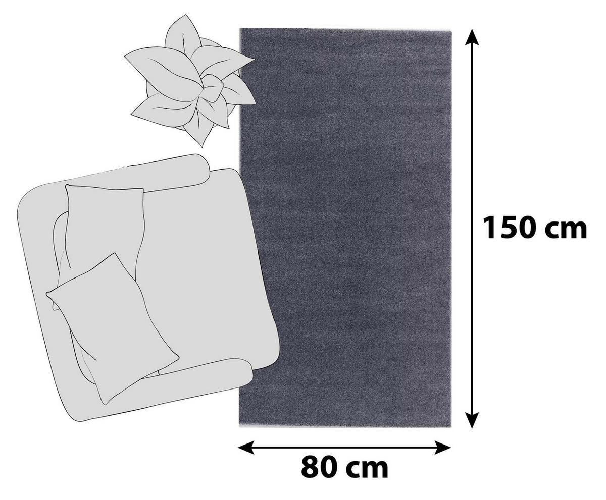 HOCHFLORTEPPICH 80/150 cm Pure Anthrazit  - Anthrazit, Basics, Textil (80/150cm) - Schöner Wohnen