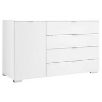 KOMMODE , 120/77/40 cm, 4 Schublade(n)  - Alufarben/Weiß, Basics, Holzwerkstoff/Kunststoff (120/77/40cm) - Moderano