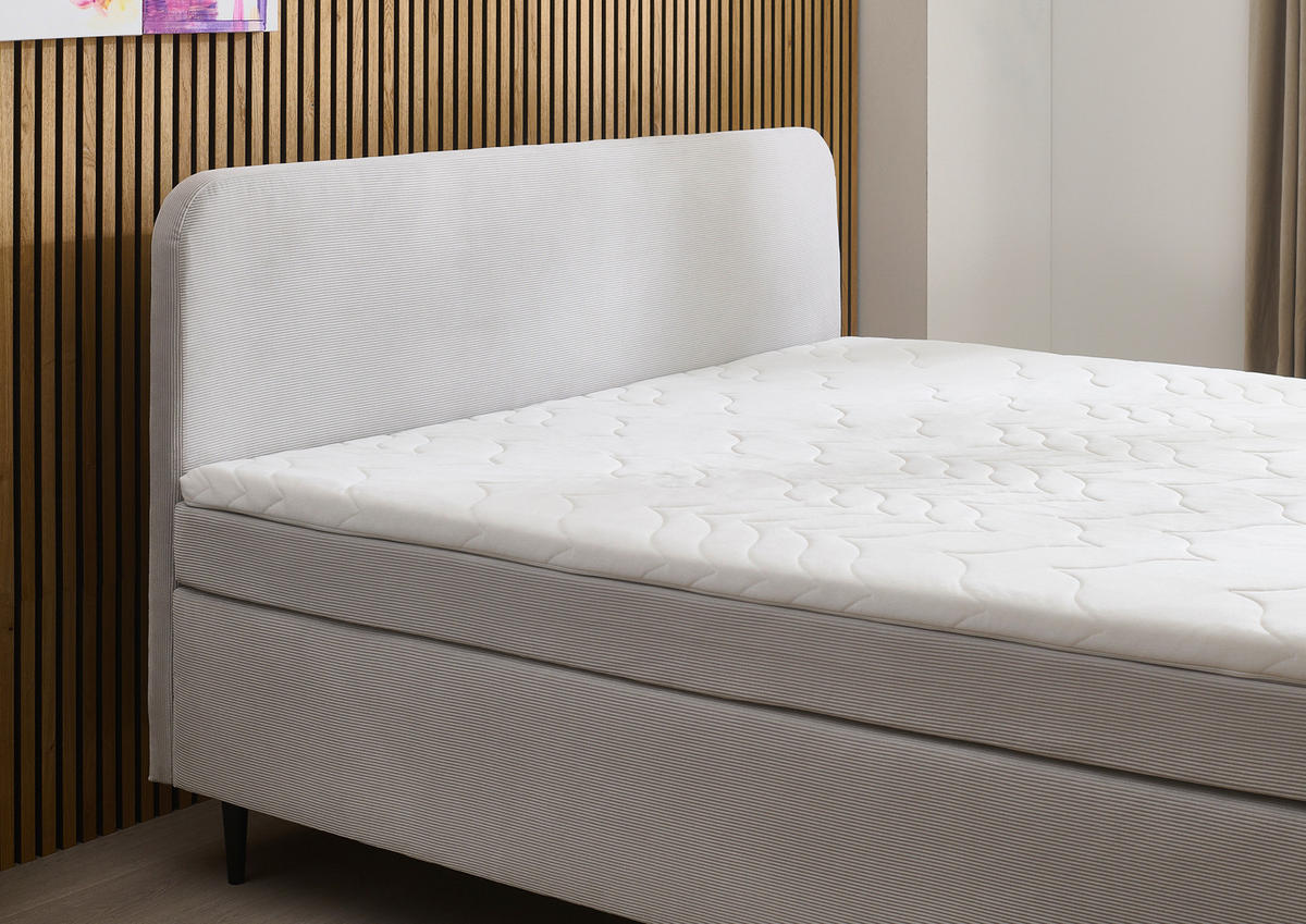 BOXSPRINGBETT 180/200 cm  in Hellgrau  - Hellgrau/Schwarz, KONVENTIONELL, Holz/Textil (180/200cm) - Boxxx