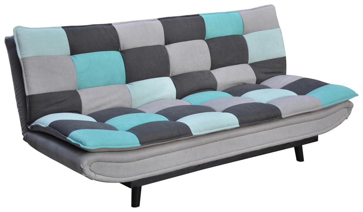 ZOFA S POSTELJNO FUNKCIJO,  svetlo siva, svetlo modra, temno siva kovina, tekstil  - svetlo modra/temno siva, Design, kovina/tekstil (194/90/100cm) - Ti'me