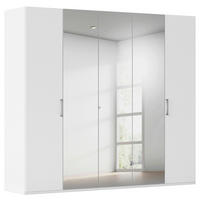 DREHTÜRENSCHRANK 251/223/61 cm,  in Weiß, 5-türig  - Chromfarben/Edelstahlfarben, Basics, Glas/Holzwerkstoff (251/223/61cm) - Novel