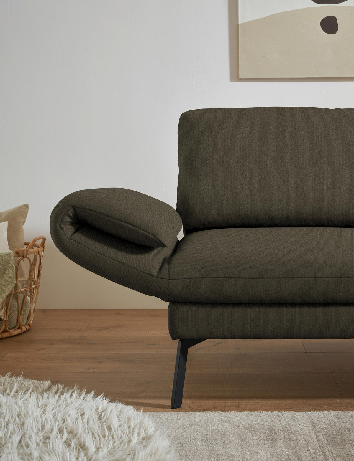 ECKSOFA  in Flachgewebe Dunkelgrün  255-365/175-224 cm  - Dunkelgrün/Schwarz, Design, Textil/Metall (255-365/175-224cm) - Dieter Knoll