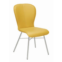 STUHL Echtleder Gelb, Edelstahlfarben  - Edelstahlfarben/Gelb, Design, Leder/Metall (48/91/61cm) - Bert Plantagie