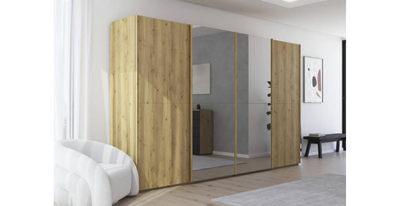 SCHWEBETÜRENSCHRANK 360/223/68 cm 4-türig Eichefarben  - Eichefarben, Design, Holz/Holzwerkstoff (360/223/68cm) - Novel
