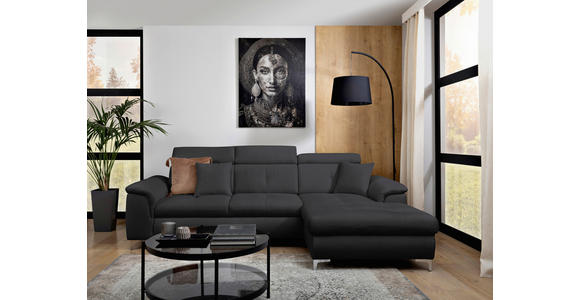 ECKSOFA Dunkelgrau Flachgewebe  - Chromfarben/Dunkelgrau, KONVENTIONELL, Textil/Metall (268/175cm) - Carryhome