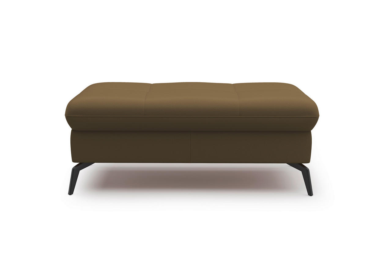 HOCKER in Leder Olivgrün  - Schwarz/Olivgrün, KONVENTIONELL, Leder/Metall (102/47/69cm) - Sit & More