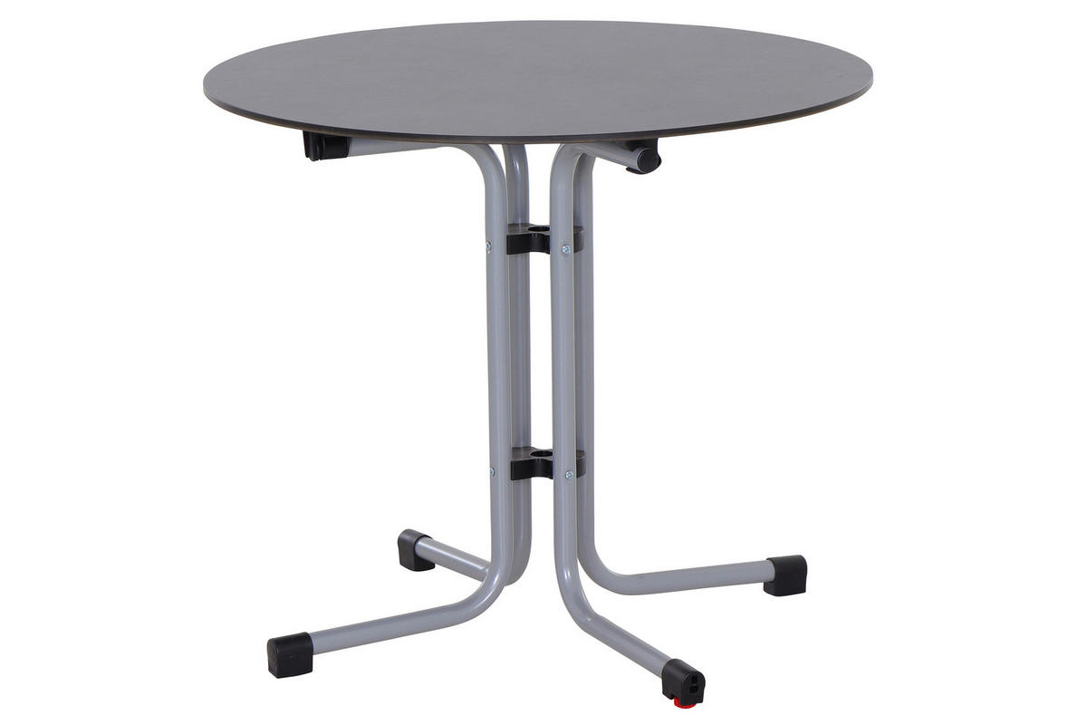 GARTENKLAPPTISCH Holz, Metall, Kunststoff rund  - Anthrazit/Silberfarben, KONVENTIONELL, Holz/Kunststoff (80/71cm) - Siena Garden