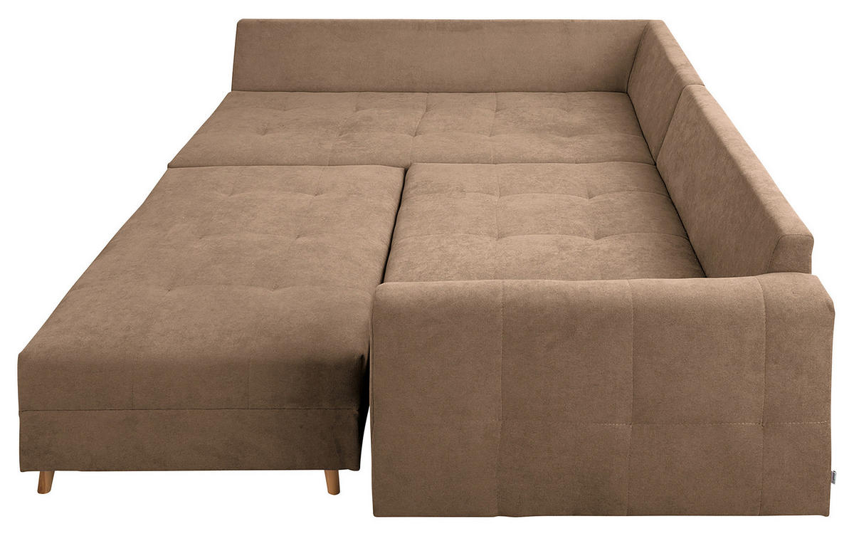 ECKSOFA inkl. Hocker Ariella Beige Mikrofaser  - Beige/Naturfarben, Design, Holz/Textil (161/231cm) - Livetastic