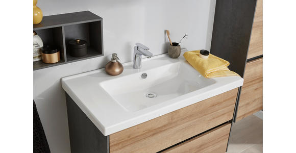 BADEZIMMER  in 91 cm  - Eichefarben/Dunkelgrau, KONVENTIONELL, Glas/Keramik (91cm) - Dieter Knoll