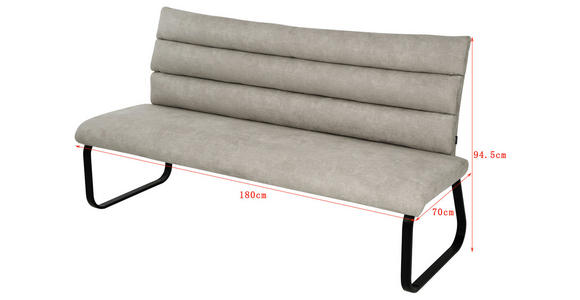 SITZBANK 180/94,5/70 cm Webstoff Taupe  - Taupe/Schwarz, Design, Textil/Metall (180/94,5/70cm) - Novel