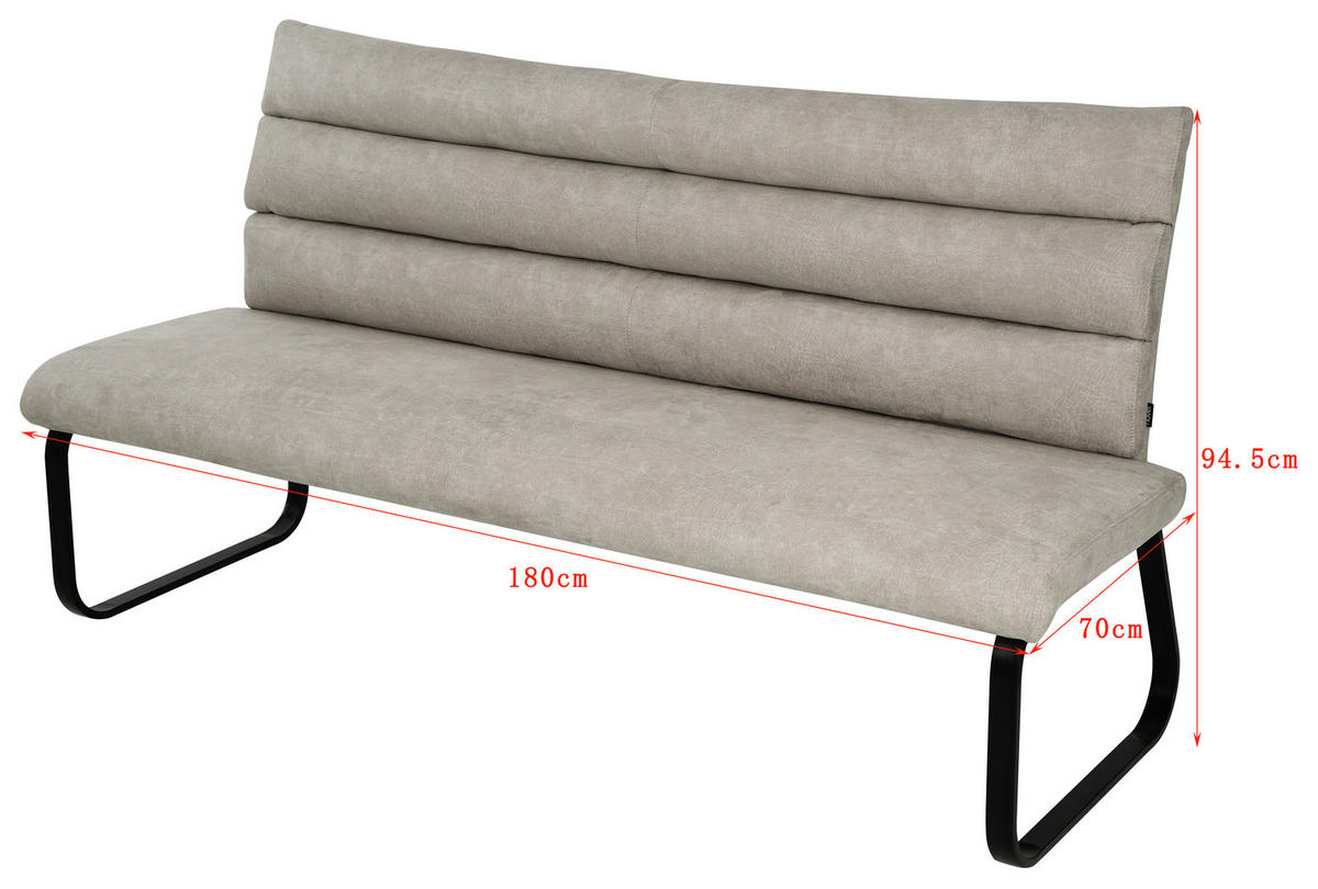 SITZBANK 180/94,5/70 cm Webstoff Taupe  - Taupe/Schwarz, Design, Textil/Metall (180/94,5/70cm) - Novel