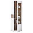 VITRINE in Weiß, Eichefarben  - Chromfarben/Eichefarben, KONVENTIONELL, Glas/Holz (75/202/37cm) - Hom`in