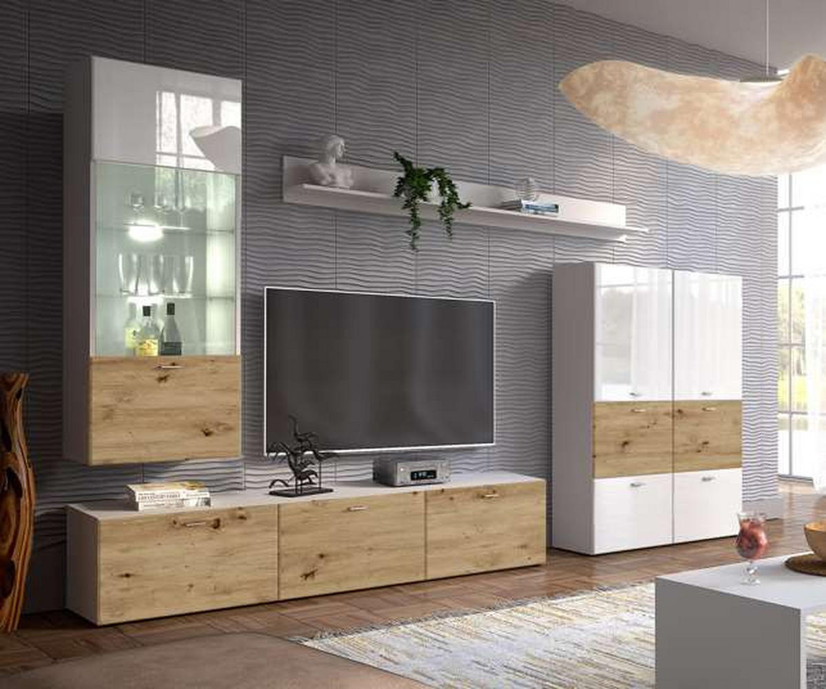 KOMODA S VRATIMA - bela visoki sjaj/bela, Osnovno, pločasti materijal/plastika (150/80/40cm) - Carryhome