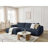 ECKSCHLAFSOFA FUJI Leinenoptik Dunkelblau  inkl.  - Schwarz/Dunkelblau, MODERN, Kunststoff/Textil (160/292cm)