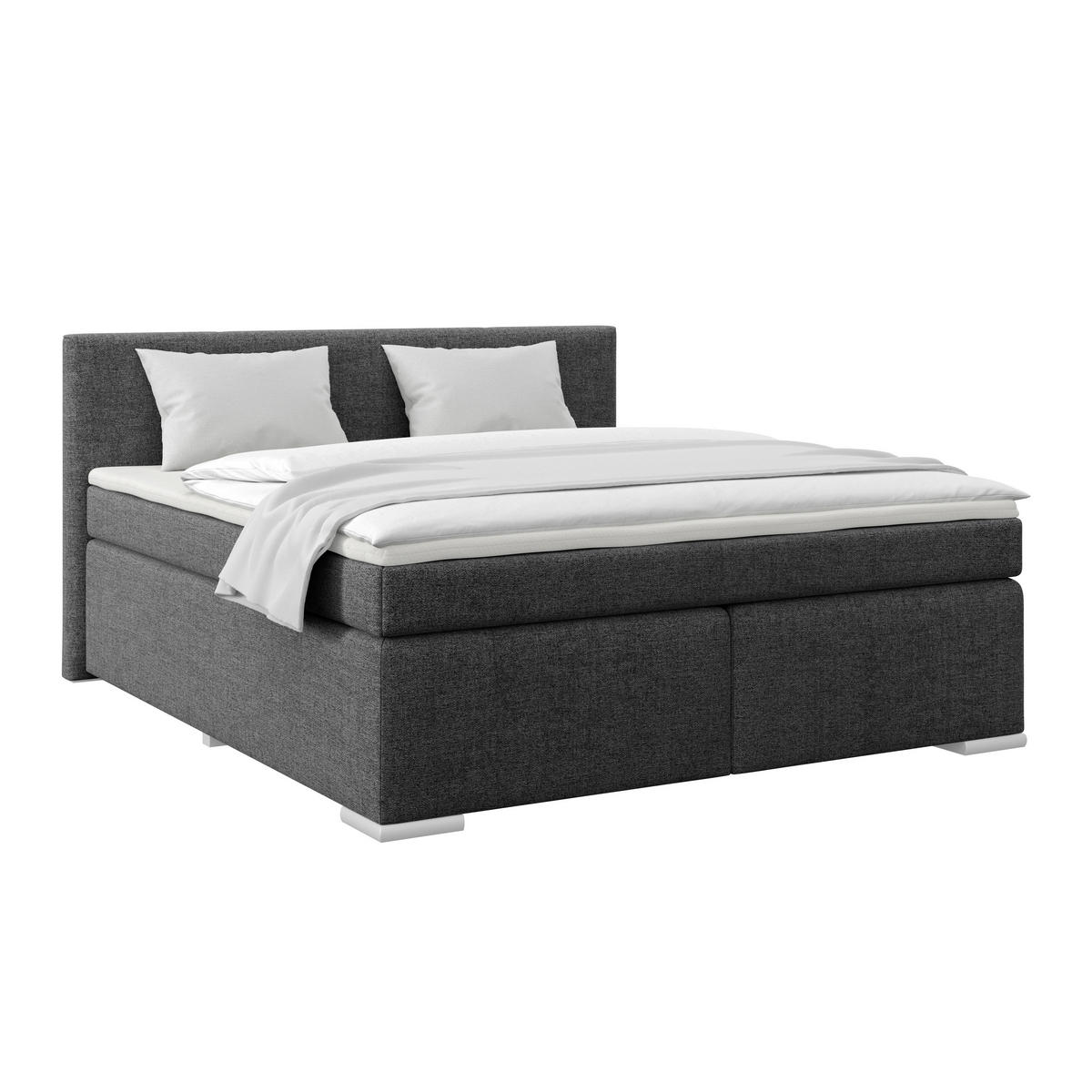 BOXSPRINGBETT 160/200 cm  in Graphitfarben  - Alufarben/Graphitfarben, Basics, Kunststoff/Textil (160/200cm) - Boxxx