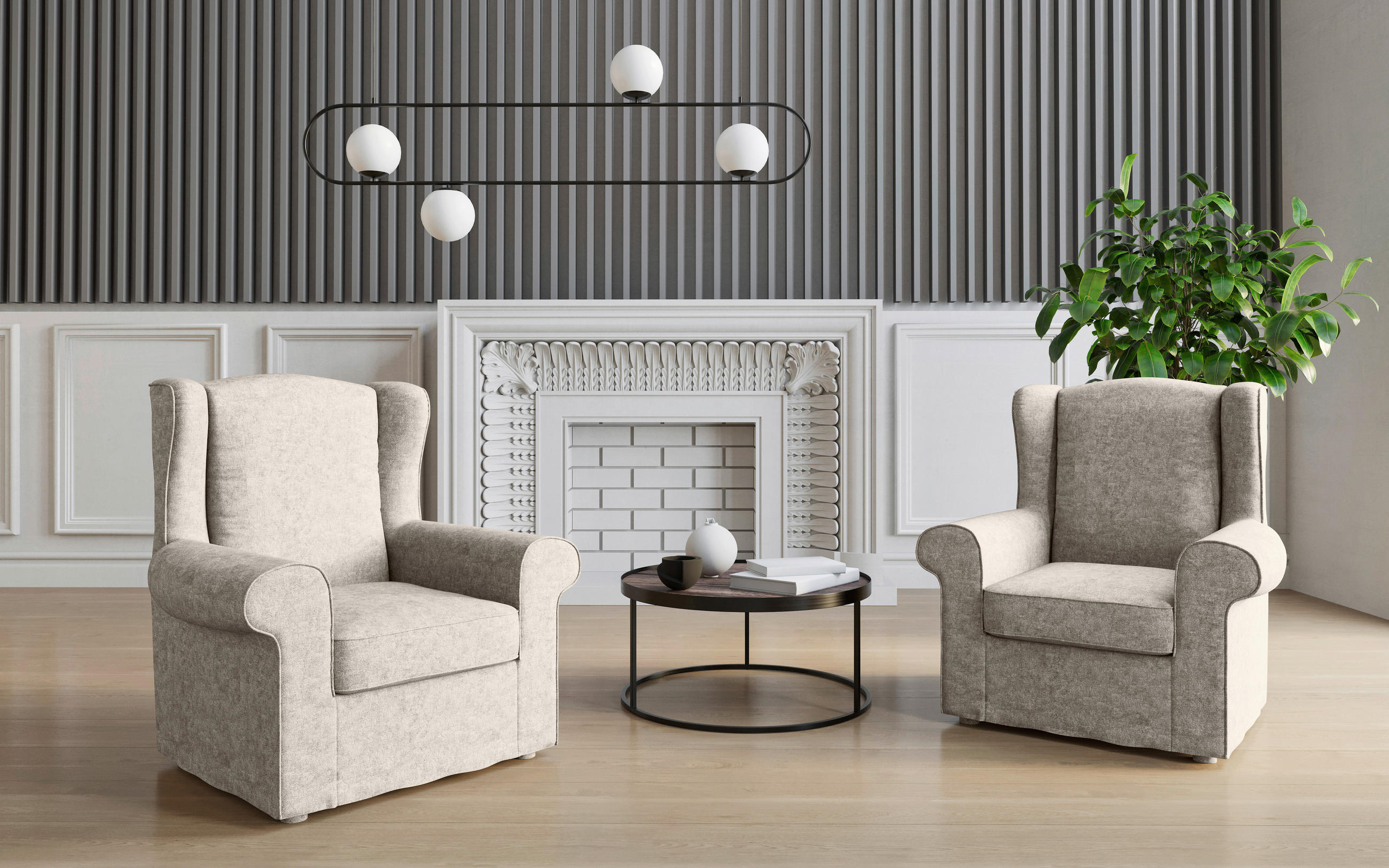 OHRENSESSEL Flachgewebe Creme    - Edelstahlfarben/Creme, Design, Textil/Metall (88/105/90cm) - Livetastic