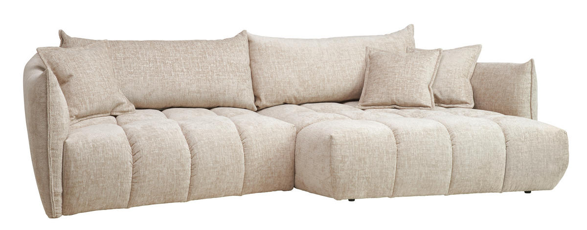 ECKSOFA Beige Chenille Zierkissen, Rückenkissen, Rücken echt  - Beige/Schwarz, Design, Kunststoff/Textil (302/156cm) - Lomoco