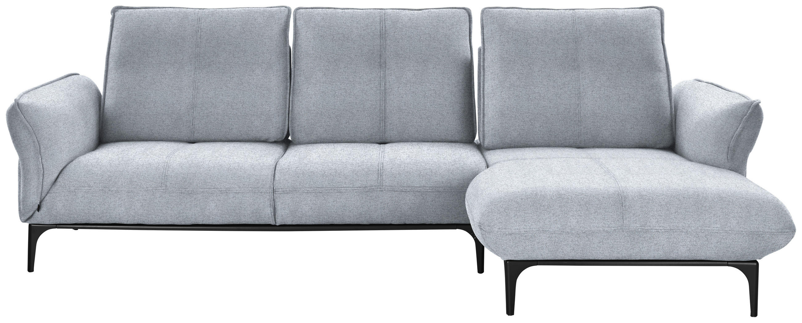 ECKSOFA in Webstoff Hellgrau  - Hellgrau/Schwarz, Natur, Textil (277/182cm) - Valnatura