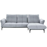 ECKSOFA in Webstoff Hellgrau  - Hellgrau/Schwarz, Natur, Textil (277/182cm) - Valnatura